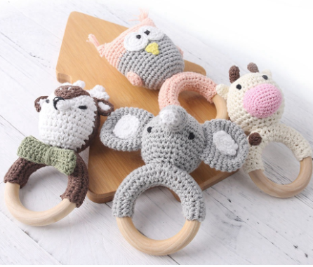 Wooden baby teether
